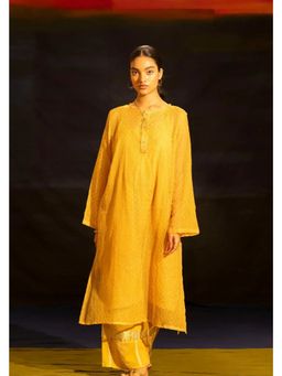 Banana Labs - Illume Mustard Rivet Kota Kurta with Slip