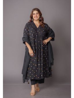The Indian Ethnic Co. - Urvi Black Bandhani Cotton A Line Kurta
