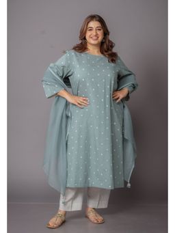 The Indian Ethnic Co. - Harsha Green Bandhani Cotton Straight Kurta