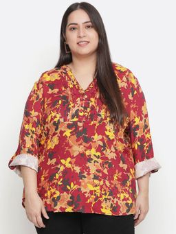 Oxolloxo - Winning Multicolor Floral Printed Plus Size Top