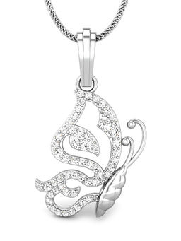 Candere by Kalyan Jewellers - 18K BIS Hallmark White Gold and Diamond Butterfly Pendant