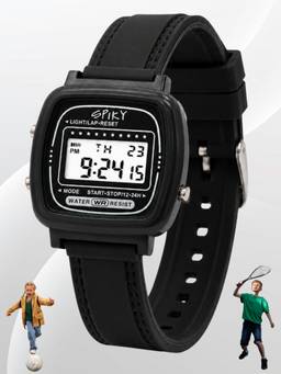 Spiky - Square Digital Watch Kids Boys & Girls Luminous 24H Alarm Black