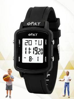 Spiky - Square Digital Sports Watch Kids Boys & Girls Alarm Stopwatch Black