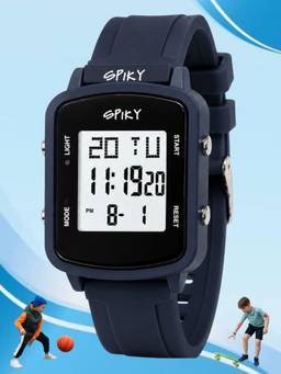 Spiky - Square Digital Sports Watch Kids Boys & Girls Alarm Stopwatch Black