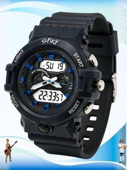 Spiky - Round Analog Digital Sports Watch Kids Boys & Girls Dual Time Alarm