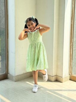 KOALA KIDZ - Mint Green Floral Printed Bloom Summer Dress