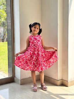 KOALA KIDZ - Love Blossom Red Heart Printed Dress