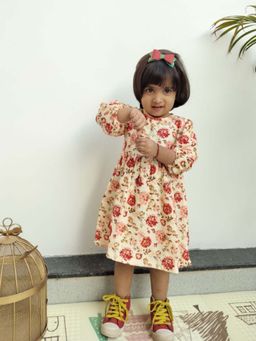 KOALA KIDZ - Multi-Color Floral Print Fit And Flare Rose Dress