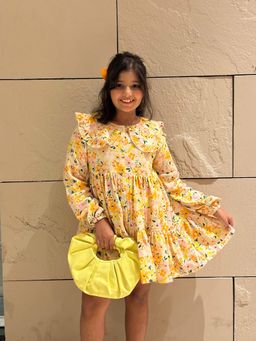 KOALA KIDZ - Orange Sunlit Bloom Smocked Dress