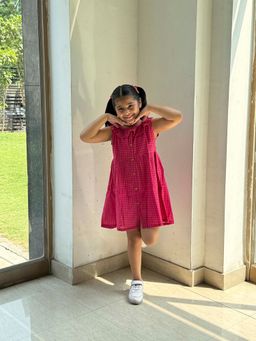 KOALA KIDZ - Red Cherry Check Ruffle Dress