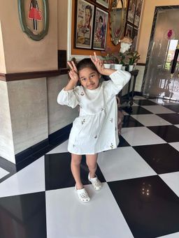 KOALA KIDZ - Blush Off White Embroidered Ruffled Dress