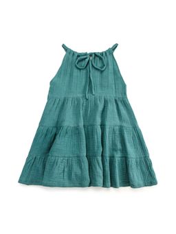 KOALA KIDZ - Sea Green Solid Tiered Dress