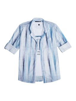 CAVIO - Boys Blue Full Sleeves Printed Shirt with T-Shirt