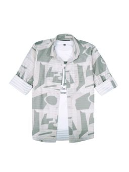 CAVIO - Boys Green Full Sleeves Printed Shirt with T-Shirt