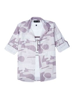 CAVIO - Boys Lavender Full Sleeve Printed Shirt with T-Shirt