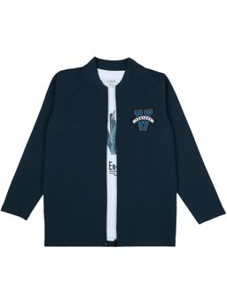 CAVIO - Boys Navy Blue Full Sleeves Bomber Jacket and T-Shirt