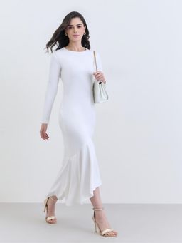 Styli - Women Solid Full Sleeves Regular Midi Dress