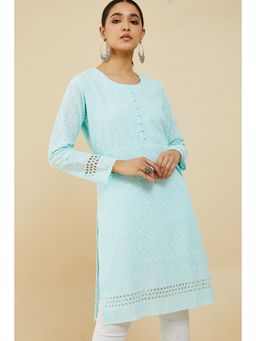Soch - Women Blue Cotton Embroidered Kurta