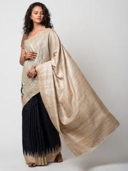 Fabindia - Silk Tussar Temple Border Sari