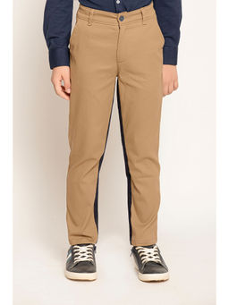 One Friday - Varsity Chic Beige Striped Side Detail Trousers For Boys