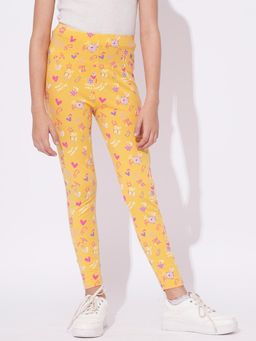 VERO MODA - Girl Floral Print Skinny Fit Yellow Leggings