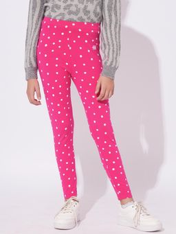 VERO MODA - Girl Polka Dots Skinny Fit Pink Leggings