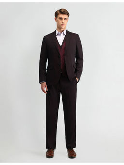 Arrow - Paisley Maroon Full Sleeves Blazer with Waistcoat and Trouser (Set of 3)