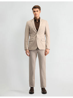 Arrow - Solid Beige Full Sleeves Suit Blazer and Trouser (Set of 2)
