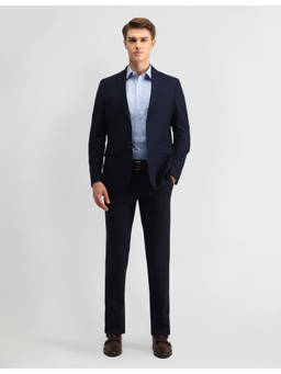 Arrow - Checks Blue Full Sleeves Suit Blazer and Trouser (Set of 2)