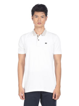 Arrow - Sports Men White Cotton Solid Polo T-Shirt