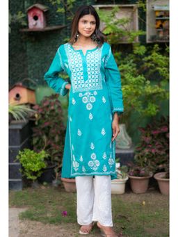 RANGREZA ETHNIC - Alifa Cotton Kurta-Blue