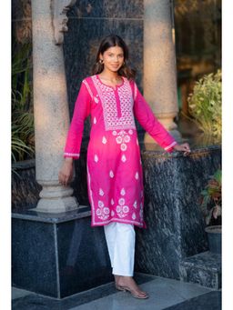 RANGREZA ETHNIC - Alifa Cotton Kurta-Pink