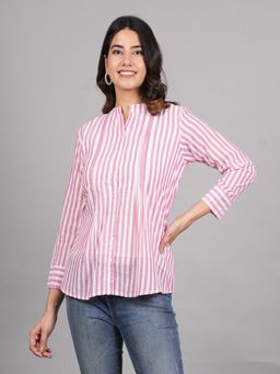 Rangita - Women Pink Cotton Printed Straight Short Length Kurti