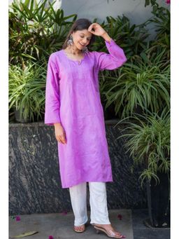 RANGREZA ETHNIC - Zubaida Cotton Kurta-Lavender
