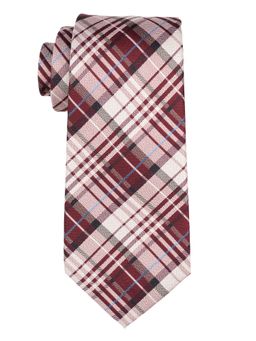 The Tie Hub - Burgundy with White Checkered Silk Necktie