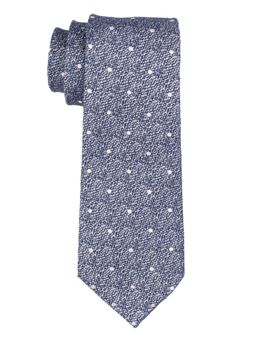 The Tie Hub - Blue with White Polka Linen & Silk Necktie