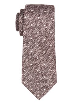 The Tie Hub - Brown with White Polka Linen & Silk Necktie