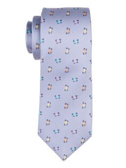 The Tie Hub - Lavender with Multi Color Butterfly Pure Silk Necktie