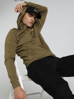 Puma - Graphic Full Zip Slim Fit Hooded Men Green Jacket