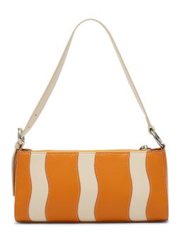 MIRAGGIO - Amy Dual Tone Panelled Shoulder Bag for Women - Orange & Ivory