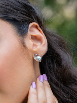 Shaya by CaratLane - 925 Silver Shaya by CaratLane A Cozy Shell-Ter Earrings in
