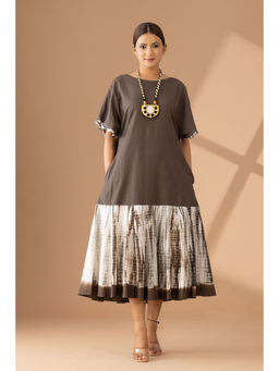 Finethreads by Hina & Nikhat - Brown Ethereal Flow Dress
