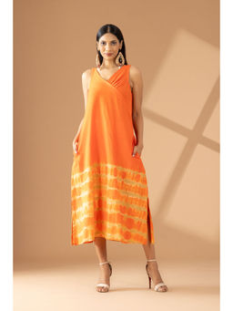 Finethreads by Hina & Nikhat - Orange Sunburst Chic Dress