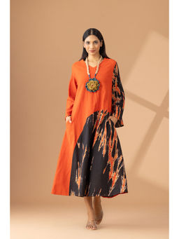 Finethreads by Hina & Nikhat - Orange Heritage Grace Dress