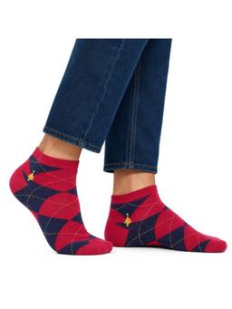 Mint & Oak - Red Xmas Argyle Ankle Socks For Men