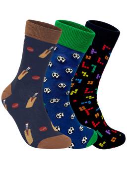 Mint & Oak - Multi-Color Men's Sports & Gaming Printed Crew Socks (Pack of 3)