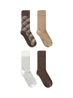 GANT - Multi-Color Men colour Regular Fit Striped Socks (Pack of 4)