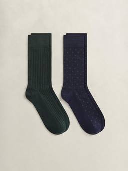 GANT - Multi-Color Men colour Regular Fit Solid Socks (Pack of 2)