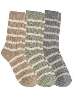 Mint & Oak - Multi-Color Men's Striped Thermal Crew-Length Socks (Pack of 3)