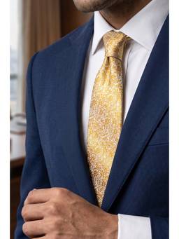 The Tie Hub - Yellow Gold Filigree Floral Silk Tie For Men